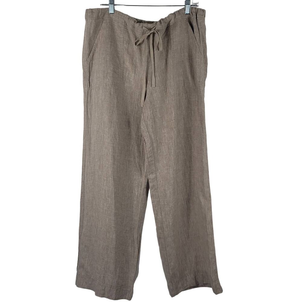 Max Studio 100% Linen Khaki Work Business Casual Women's Pants XL NWT MSRP $98